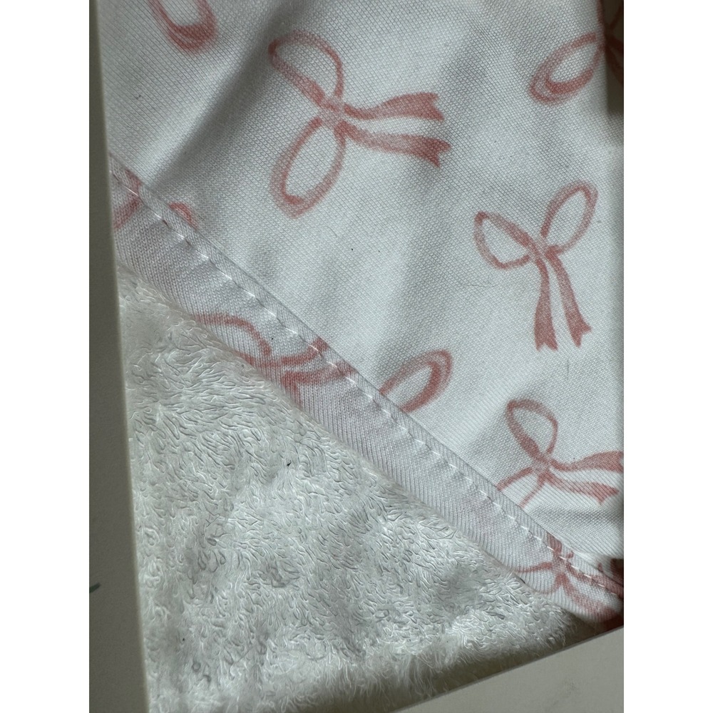 Little Journey Baby Hooded‎ Towel Pink Bow White Plush Bamboo Blend 30x30 714743 - Picture 3 of 3